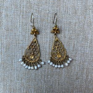 Vintage Gold & Pearl Boho Earrings